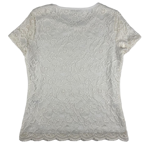 Calvin Klein Women’s Cream Lace Overlay Top Size M - Picture 3 of 10